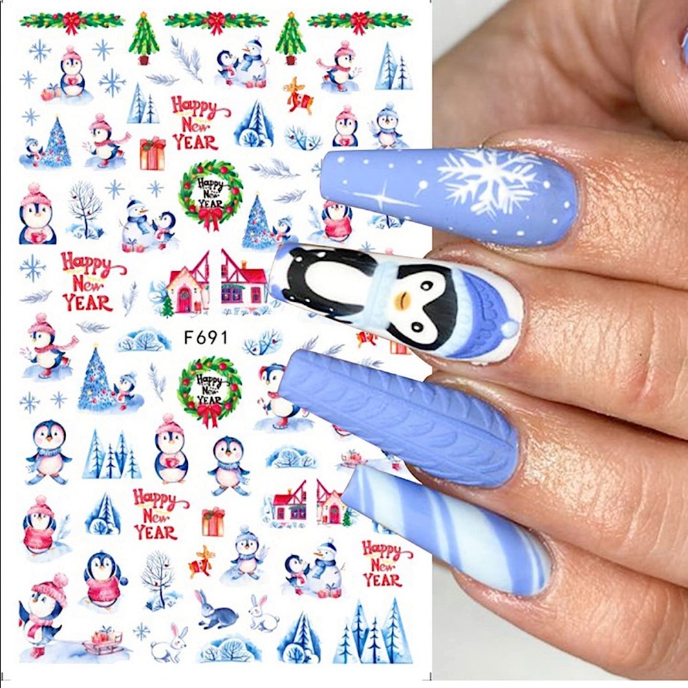💌 BO/GO$6 Christmas Penguins Nail Stickers